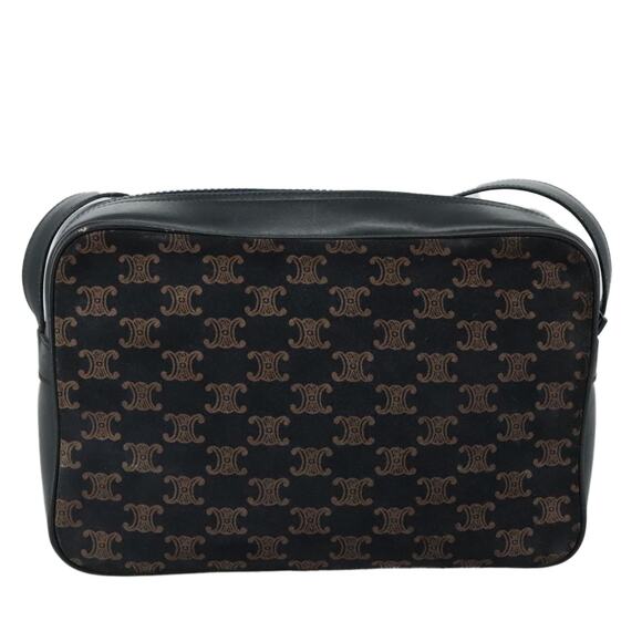 CELINE Macadam Canvas Shoulder Bag Suede Leather Navy - Picture 3 of 12